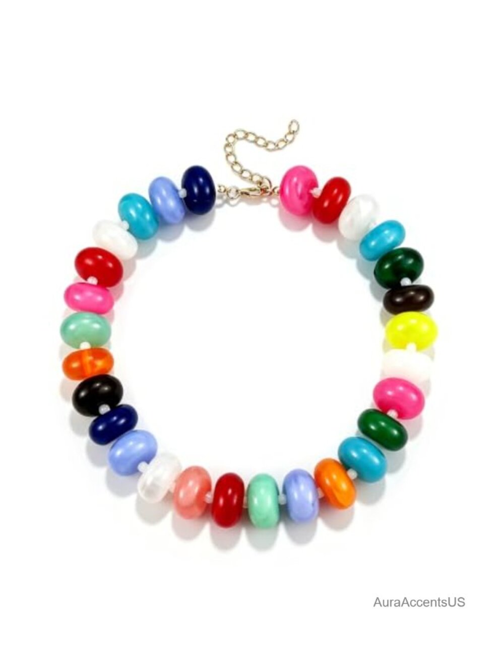 Chunky Resin Beaded Statement Necklace Boho Summer Beach Jewelry
